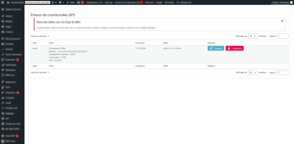 plugin de planification des livraisons worpdress interface