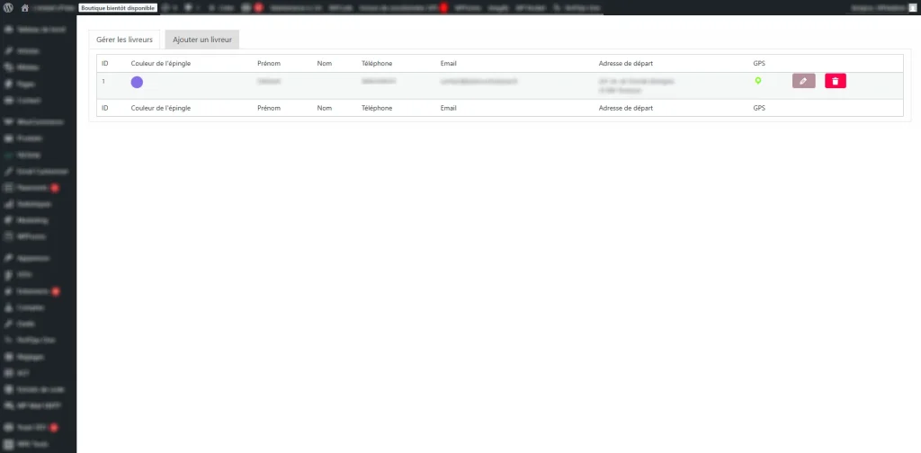 plugin d'optimisation des livraison wordpress interface d'administration