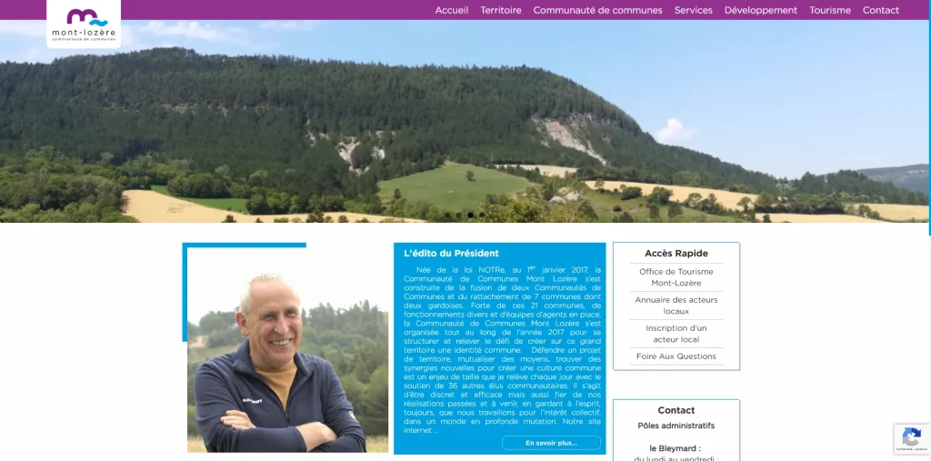 création d'un site vitrine, page d'accueil communauté de communes