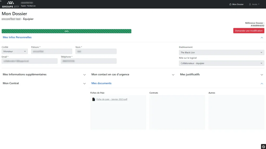 Edition d'un collaborateur sur l'erp sur mesure