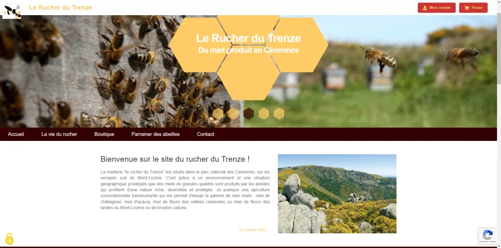 creation boutique en ligne page d'accueil rucher du trenze