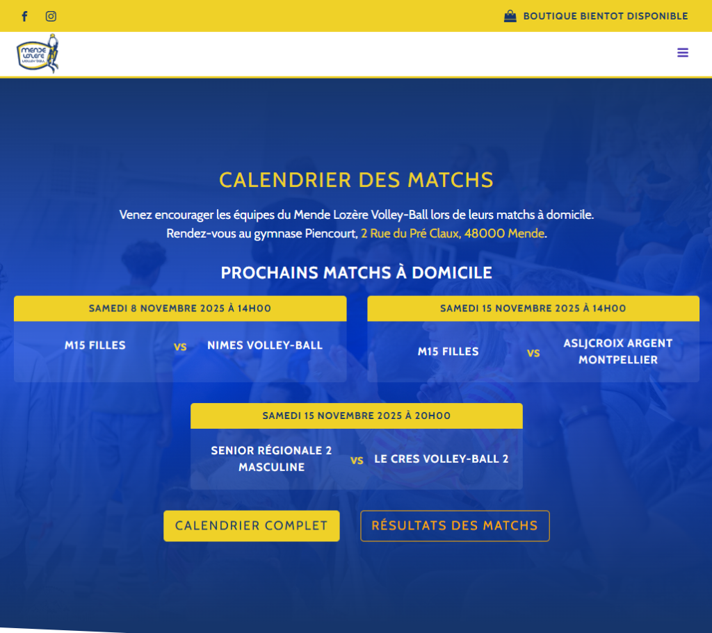 Liste des matchs du MLVB