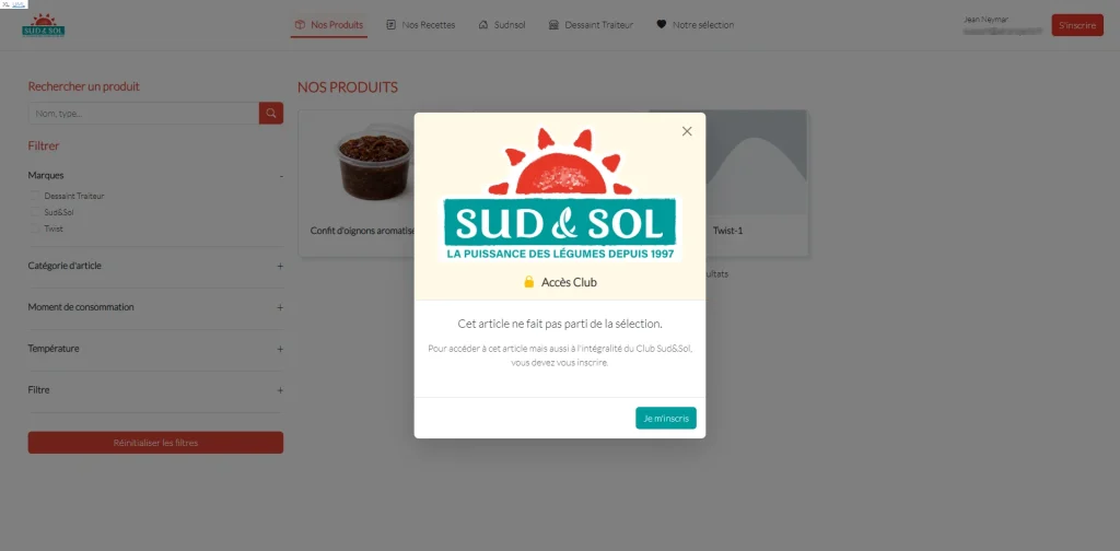 Acces produit non autorisé générateur de lead
