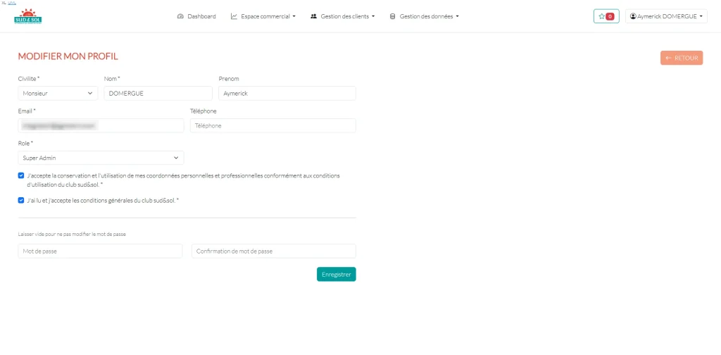Modification profil CRM generation leads