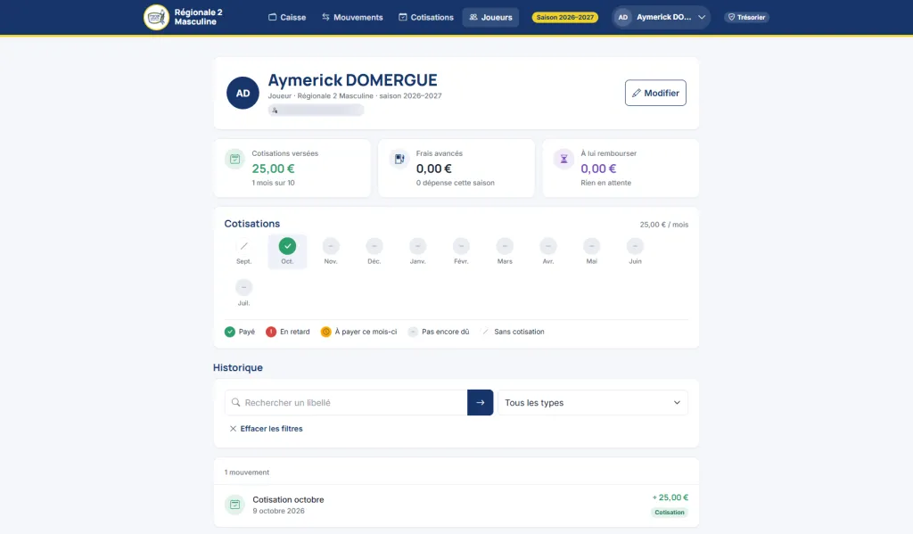 App Mende Lozere VB Fiche joueur · Développeur Symofny