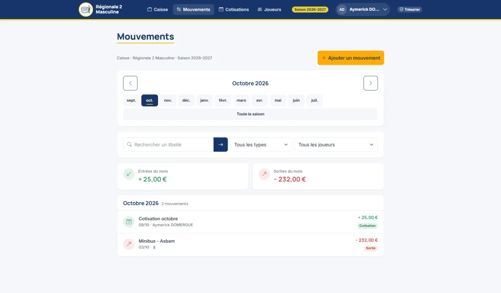 Liste mouvements, app symfony, volley ball, mende
